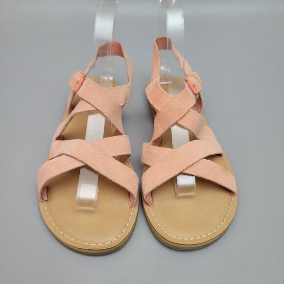Toms Sicily Strappy Sandals Womens Size 6.5 Casual Peach Pink Coral Flat Shoe - Picture 4 of 10